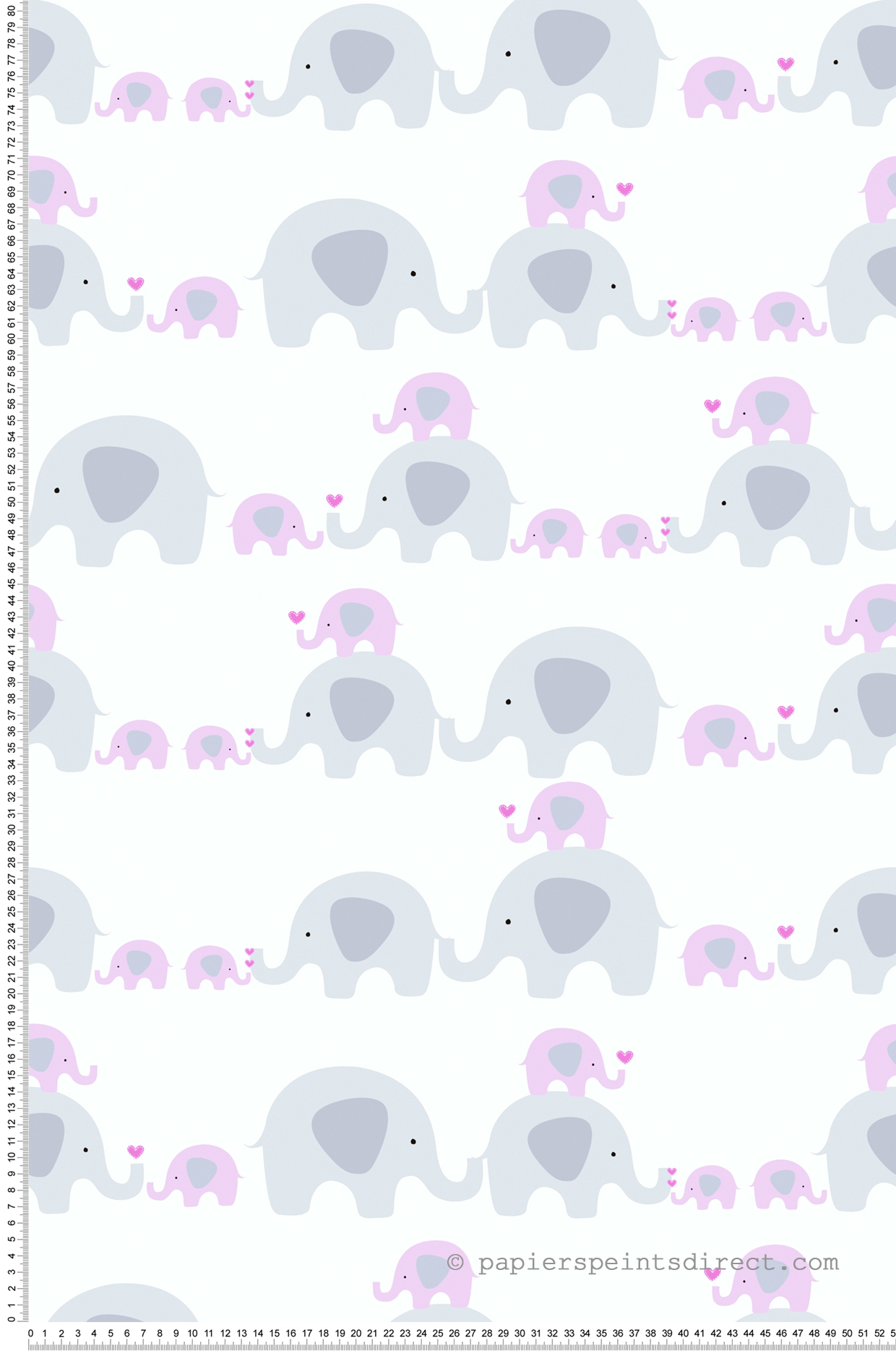 Papier peint enfant Eléphant Famille rose - Little Love d'A.S. Création | Réf. SP15641