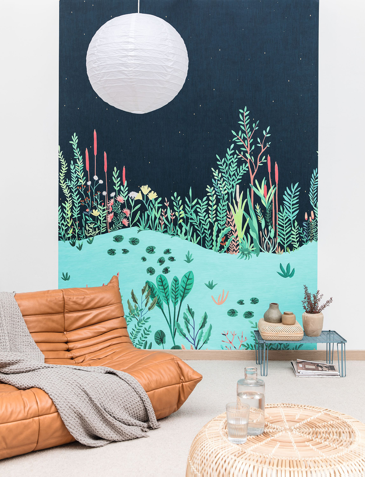 Papier peint panoramique Paysage Wait and Sea bleu et vert  - Sea You Soon de Casélio | Réf. SYO102826777