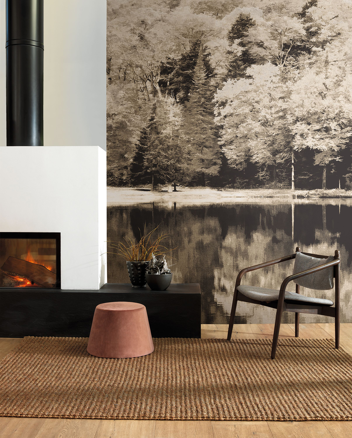 Papier peint panoramique Peinture Forêt Autumn noir - Beauty Full Image 2 de Casadéco | Réf. BFMA87109514