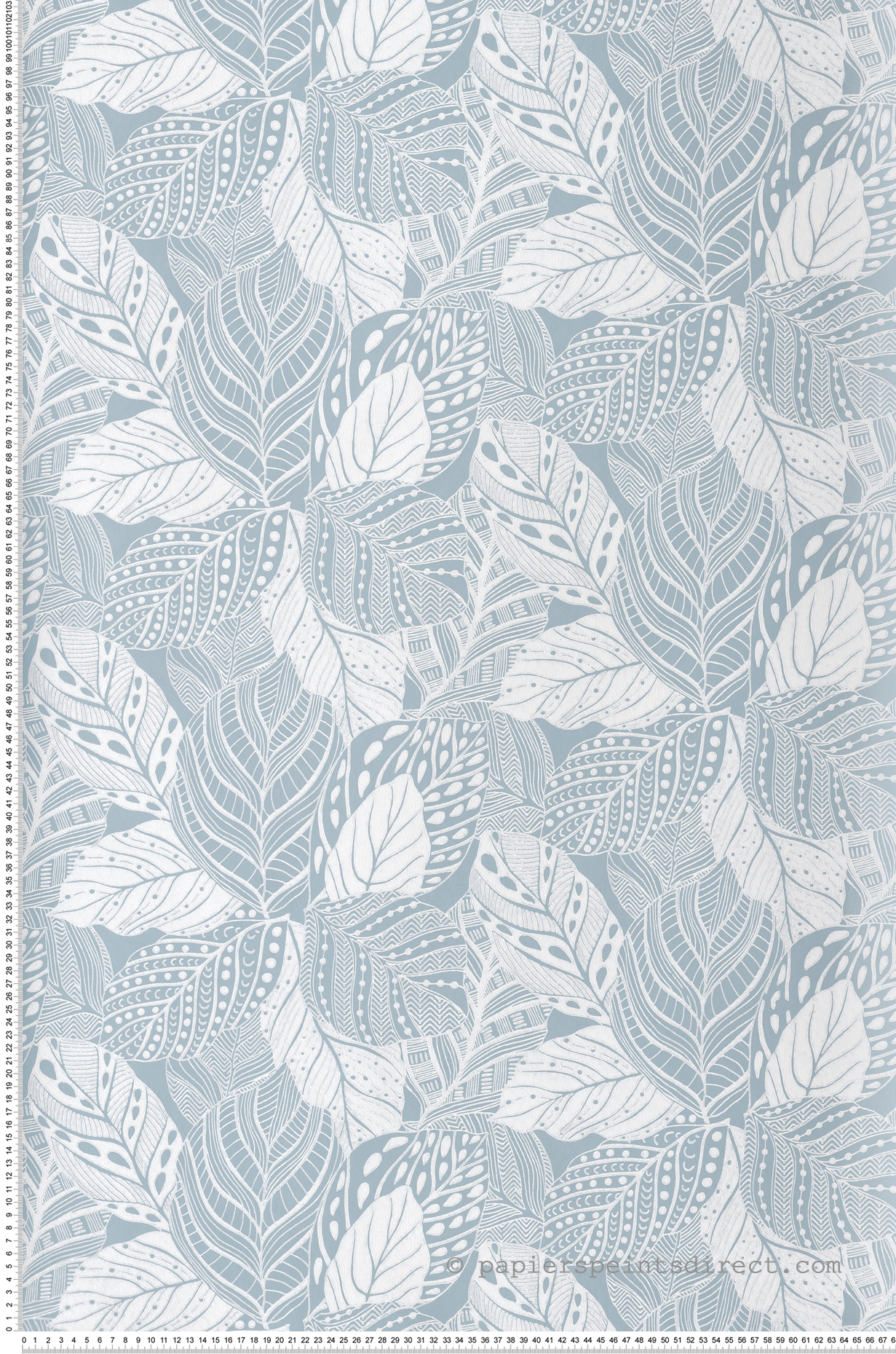 Papier peint Feuille de Vigne Graphique bleu ciel - Greenhouse de York (Initiales) | Réf. INI-GO8225