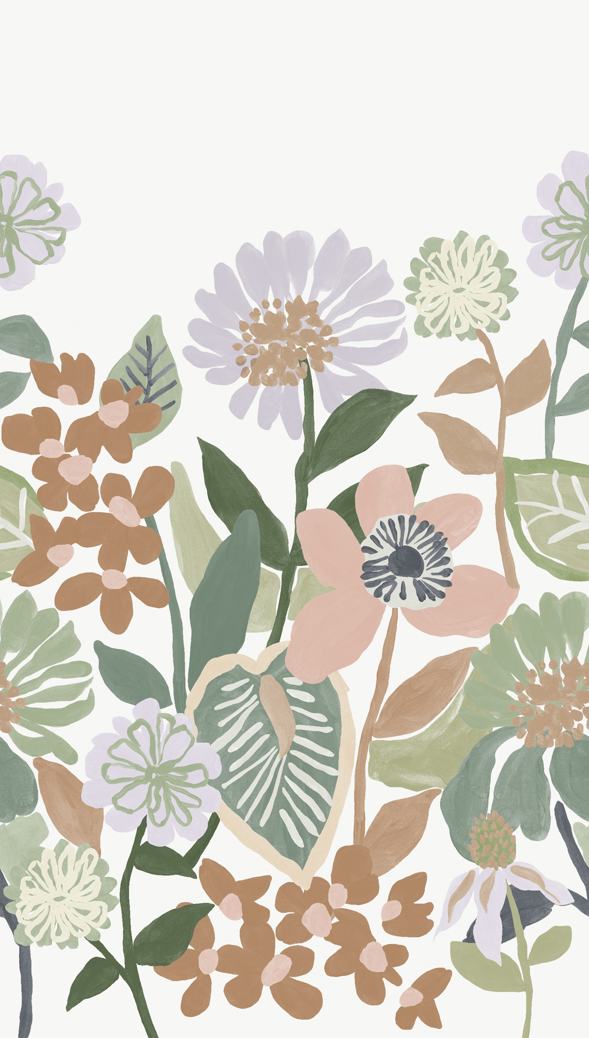 Papier peint Panoramique Fleurs Peintes rose mauve - Poésie de Lutèce | Réf. LTC-51252503