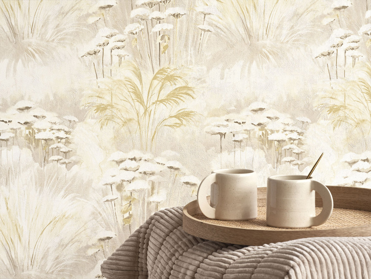 Papier peint Fleur Plante Oyat grège beige - Sentier des Dunes de Casadéco AMB2 | Réf. SENT200941322