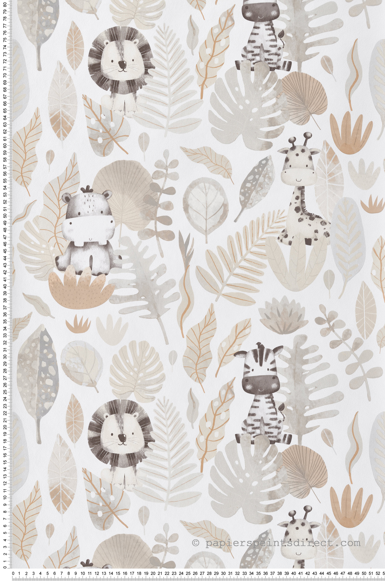 Papier peint Animaux De La Savane gris beige - Babyland 2 de Lutèce | Réf. LTC-14837