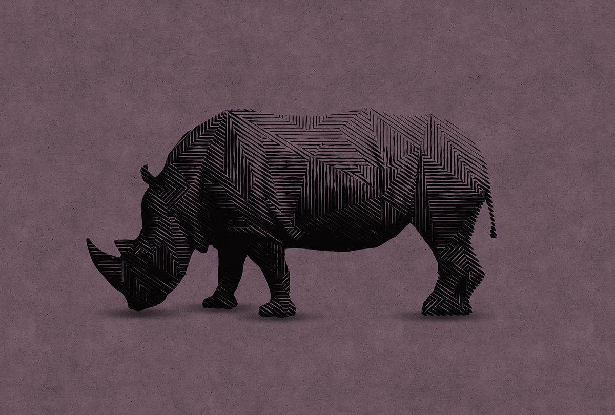Papier peint panoramique Rhinocéros Rhino 2  - Référence DD110506 - Intissé 200g/m2 - Standard 400 x 270
