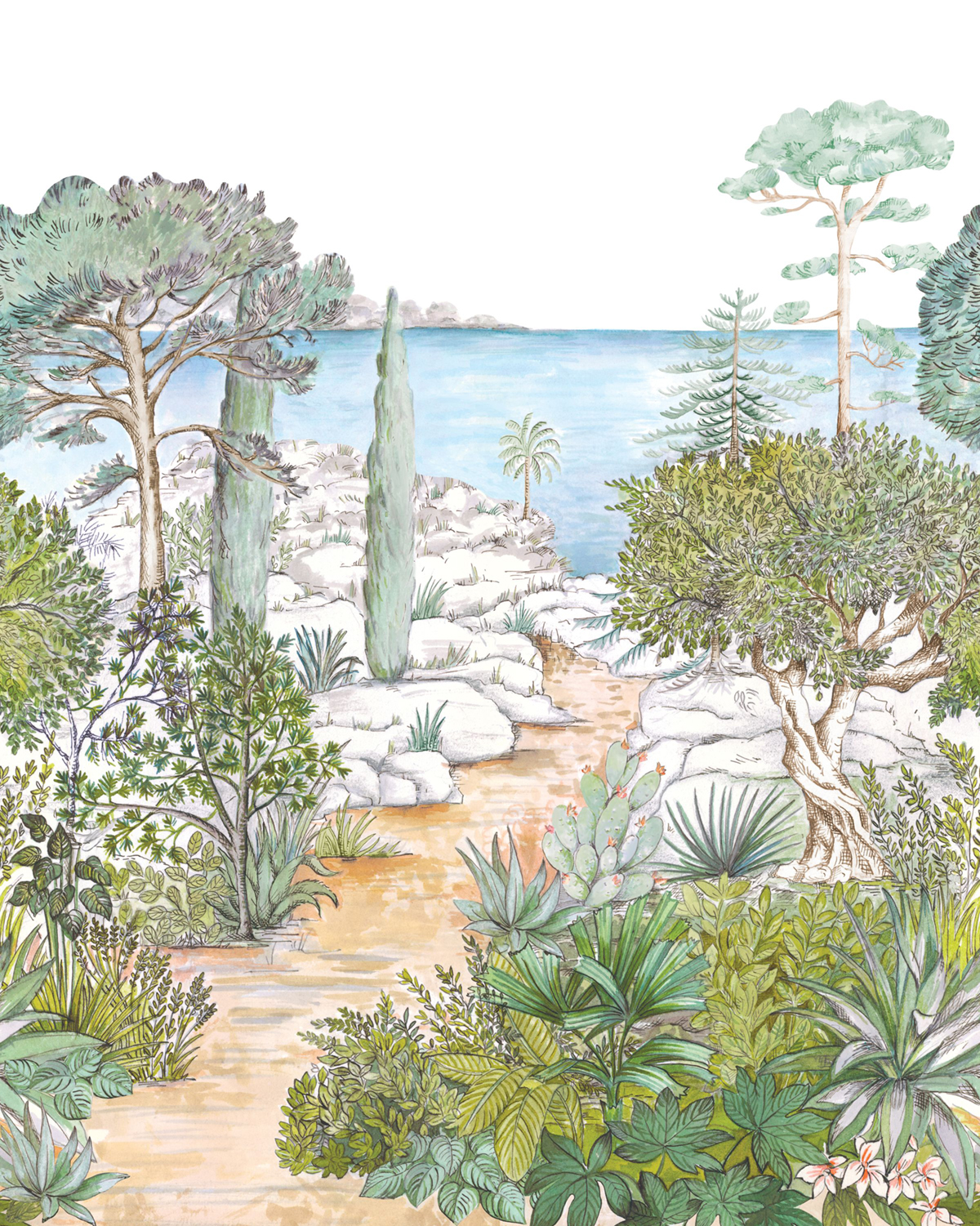 Papier peint panoramique Chemin Southern Painting vert S 200X250 - Pimp My Wall de Casélio | Réf. PMW104717105